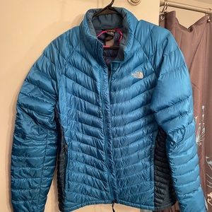 Blue with black on the side puffer jacket! No flaws, very warm!